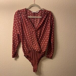 ASTR Polka Dot Wrap Bodysuit